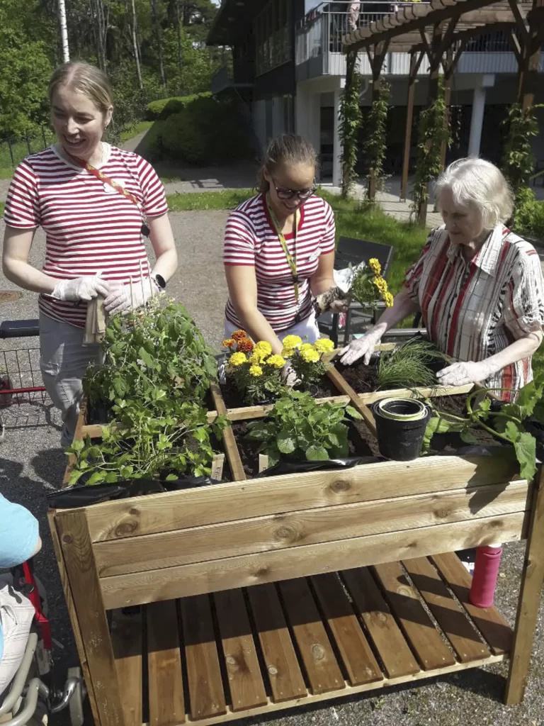 Keskiviikkona istutettiin yrttipenkki